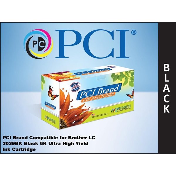 Pci Compatible Brother LC3039BK Black 6K Yld Ink for Brother MFCJ5845DW, MFCJ5945DW, MFCJ6545DW, J6945 LC3039BK-PCI